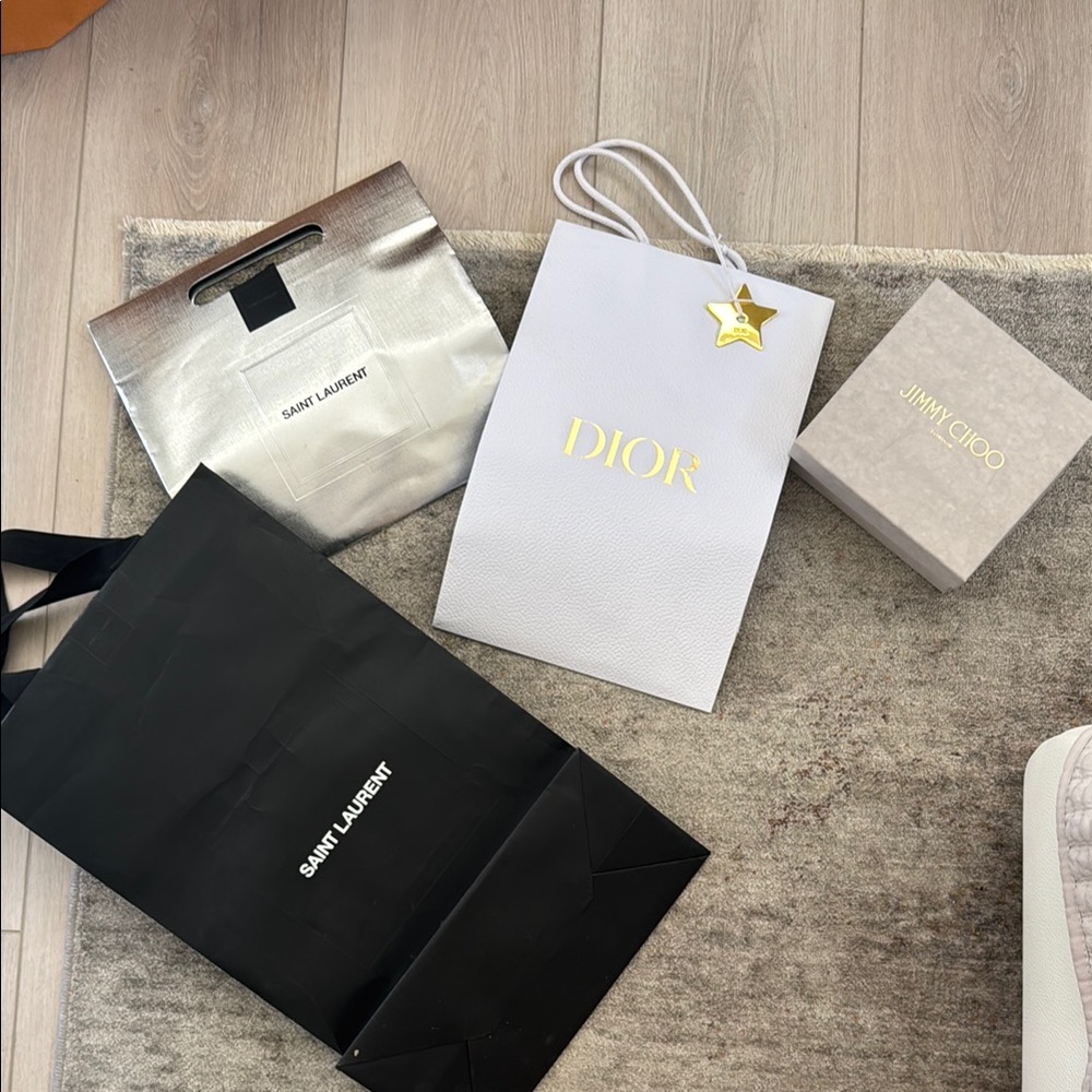 Dior White and Gold Gift Bag
